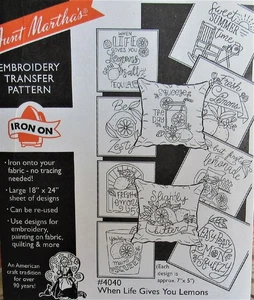 Aunt Martha's 4040 When Life Gives You LEMONS Fruit Embroidery Transfer Pattern - Picture 1 of 1