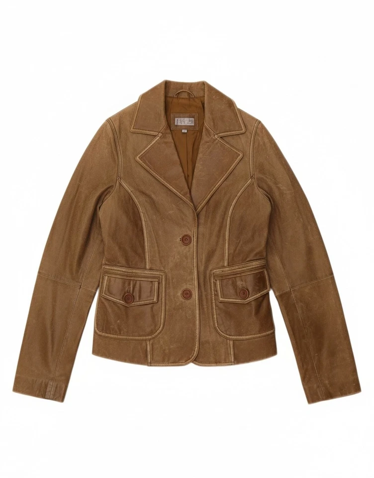 Chaqueta Blazer AMISU Mujer Cuero 2 Botones Reino Unido 14 Mediana Marrón DW12 Foto 1 de 4