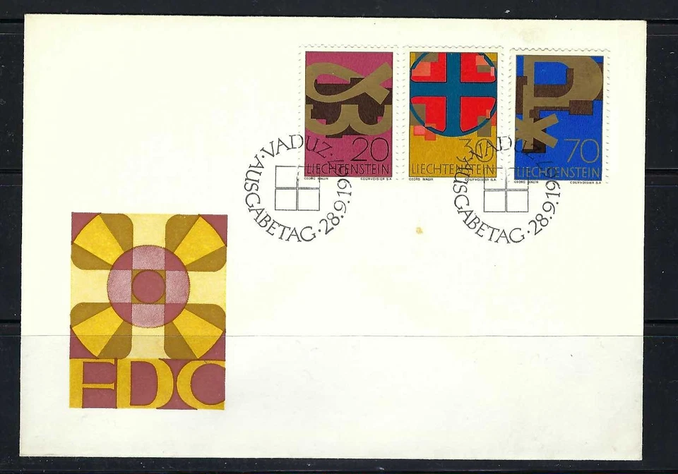 Liechtenstein 1967 #426-428 FDC/Christian Symbols - Image 1 of 1