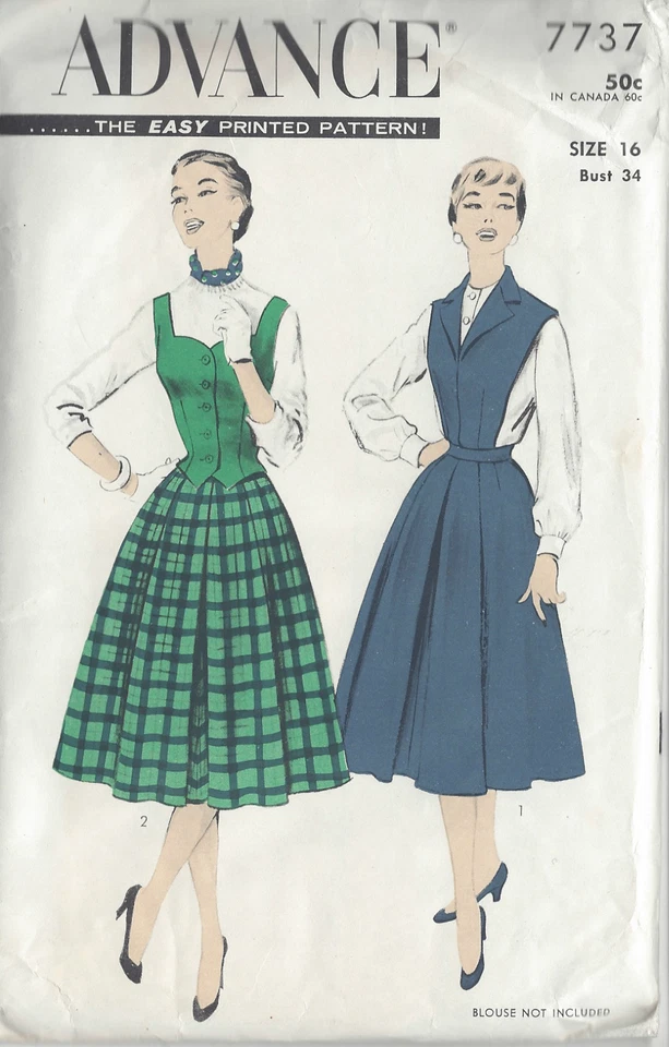 1950s Vintage Sewing Pattern B34-W28 DRESS, SKIRT & WESKIT (R663)  - Image 1 of 1