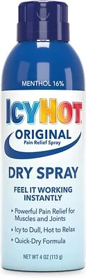 Spray seco Icy Hot Original para aliviar el dolor con 16 % mentol, alivio del dolor - 4 oz. Foto 1 de 4