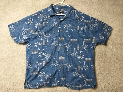 Camisa Hawaiana Route 66 Para Hombre 2X Blanca Azul Abotonada Manga Larga Adulto Foto 1 de 4