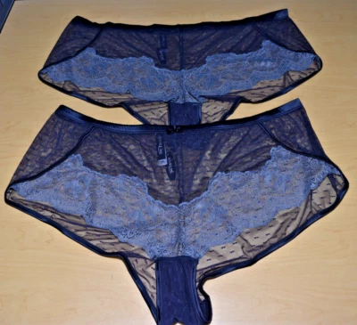 Lote de 2 bragas de bikini hipster con detalles de encaje de malla gris nuevas con etiquetas talla grande 4X 4XL lazo satinado Foto 1 de 4