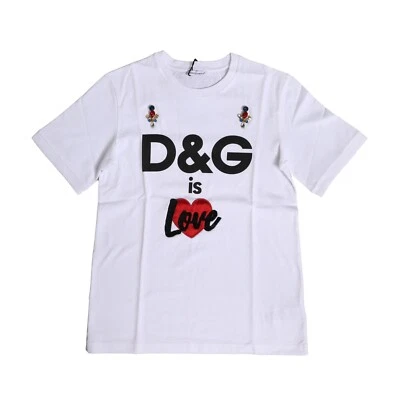 DOLCE & GABBANA Kids T-shirt White Logo Print Crystal Embellish s. Tag 8 450usd - Image 1 of 4
