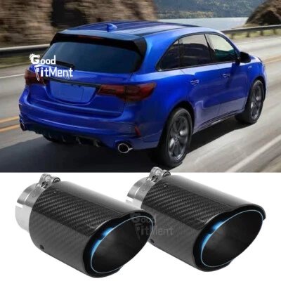 For Acura MDX 3.5L 2x 2.5" Inlet 3.5" Outlet Exhaust Tip Pipe Carbon Fiber Steel Foto 1 de 4