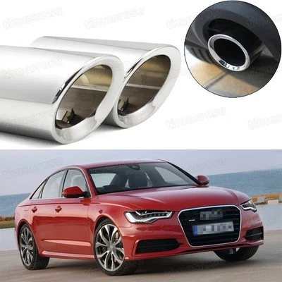 2 шт отделка задней трубы глушителя выхлопной системы автомобиля серебристая для Audi A6 2009-2014 #036 - Изображение 1 из 4