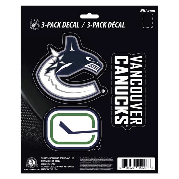 Vancouver Canucks Team Logo - Set Of 3 Sticker Sheet - Image 1 of 1