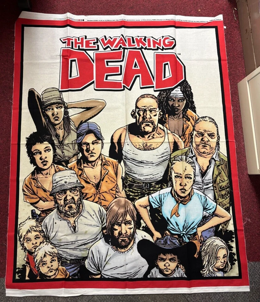 The Walking Dead Character Panel Red 100% Cotton Fabric QUILT ONE PANEL - Image 1 of 1