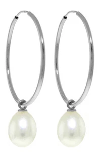 8 Carat 14K Solid White Gold pearl Pleasure pearl Earrings - Picture 1 of 5