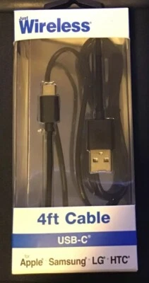 Just Wireless 4Ft USB Type-C Cable Black New - Image 1 of 2