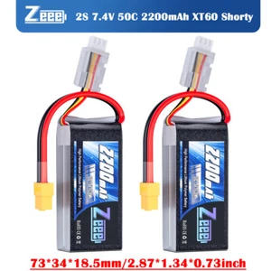 2x Zeee Short 7.4V 2200mAh 2S Lipo Battery XT60 50C for Car Boat UAV Drone Model - Picture 1 of 7