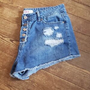 YMI  Distressed button down jean shorts Size 13