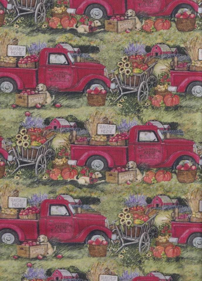 Harvest Truck Allover Cotton Fabric - Image 1 of 1