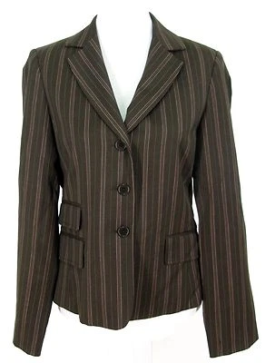 Blazer BCBG Max Azria Talla M Marrón Rosa Rayas Toda Temporada Chaqueta Elástica Mediana  Foto 1 de 4