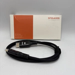 Snowkids 8K Certified HDMI 2.1 Cable 10 ft, 48Gbps Ultra 10feet, Black  - Picture 1 of 3