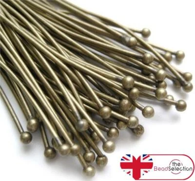 THEBEADSELECTION KUGELKOPFSTIFTE 60 mm x 0,7 mm ANTIKE BRONZE 50 PRO TASCHE SCHMUCKHERSTELLUNG