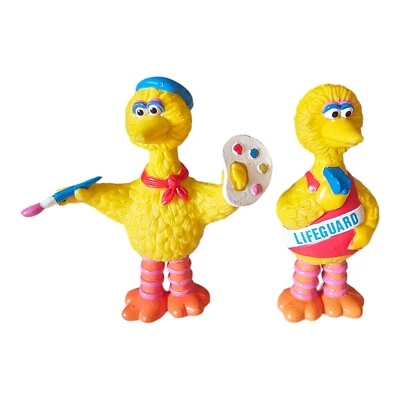 Figura de artista y salvavidas pintor Big Bird de Plaza Sésamo adorno de pastel años 80  Foto 1 de 4