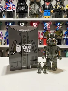 Juguete medicom Bape x Alpha Industries 400% 2 100% ladrillo de oso camuflado tiburón Be@rbrick - Imagen 1 de 5
