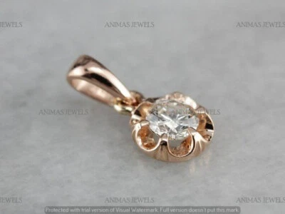 3CT Round Cut Lab Created Women's Buttercup Flower Pendant 14K Rose Gold Plated - Image 1 of 4