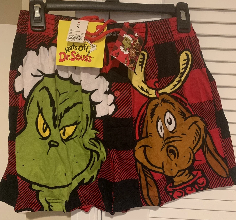 Мужские шорты Dr Seuss Grinch на пуговицах для боксера отдыха праздничный комфорт S 28/30 - Изображение 1 из 4