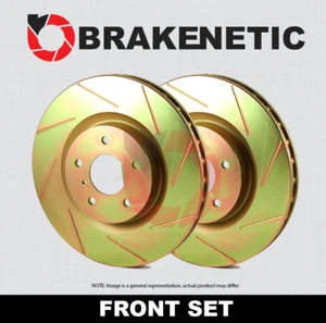 FRONT SET BRAKENETIC Sport Slotted Brake Disc Rotors BNS46062.SS - Picture 1 of 2