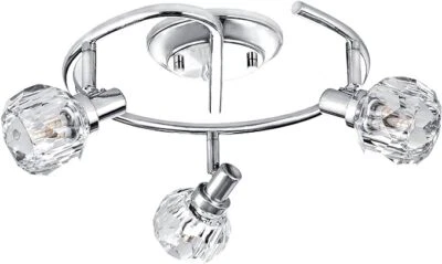 Kit de luces de pista cromadas Dsyan HOME, cabezal de luz de cristal, foco de techo de 3 vías Foto 1 de 4