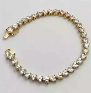 9Ct Heart Cut Lab Created Diamond Women's Tennis Bracelet 14K Yellow Gold Finish - Picture 1 of 6