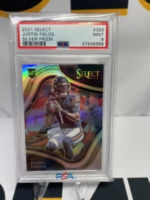 2021 Panini Select Justin Fields Field Level Silver Prizm #350 Rookie Rc PSA 9 - Image 1 of 2