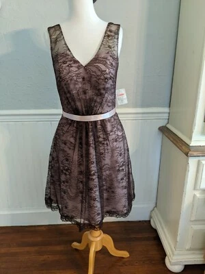 Renda Davinci Chocolate/Buff Tamanho 8 Nova Com Etiqueta Homecoming Formal - Imagem 1 de 4