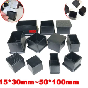 Square PVC Rubber Chair Ferrules Anti-Scratch Floor Protector Table Feet Leg Cap - Picture 1 of 30