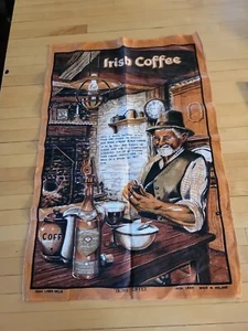 Vintage Irish Linen Mills Tea Towel Irish Coffee Whiskey Recipe Ireland New - Picture 1 of 11