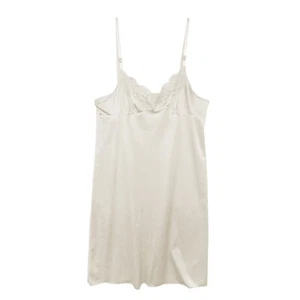 Vintage Full Dress Slip Lingerie Off-White Satin with Lace Trim Small / Medium - Picture 1 of 24