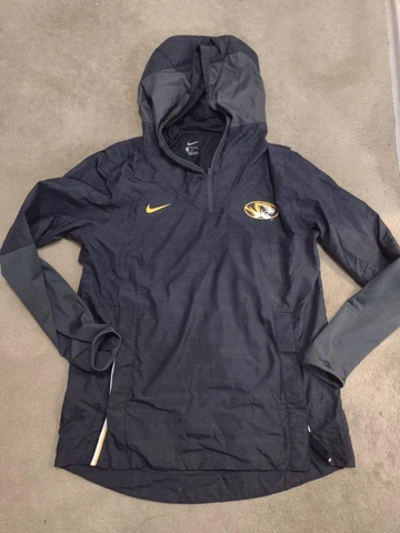 Missouri Mizzou Tigers Nike Medium 1/4 Zip Pullover Black Hooded Warmup Jacket Cover