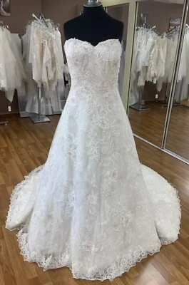 Justin AlexanderSignatue 16086, 9801 Silver A-line Wedding Dress, Size 16 Sample - Image 1 of 4