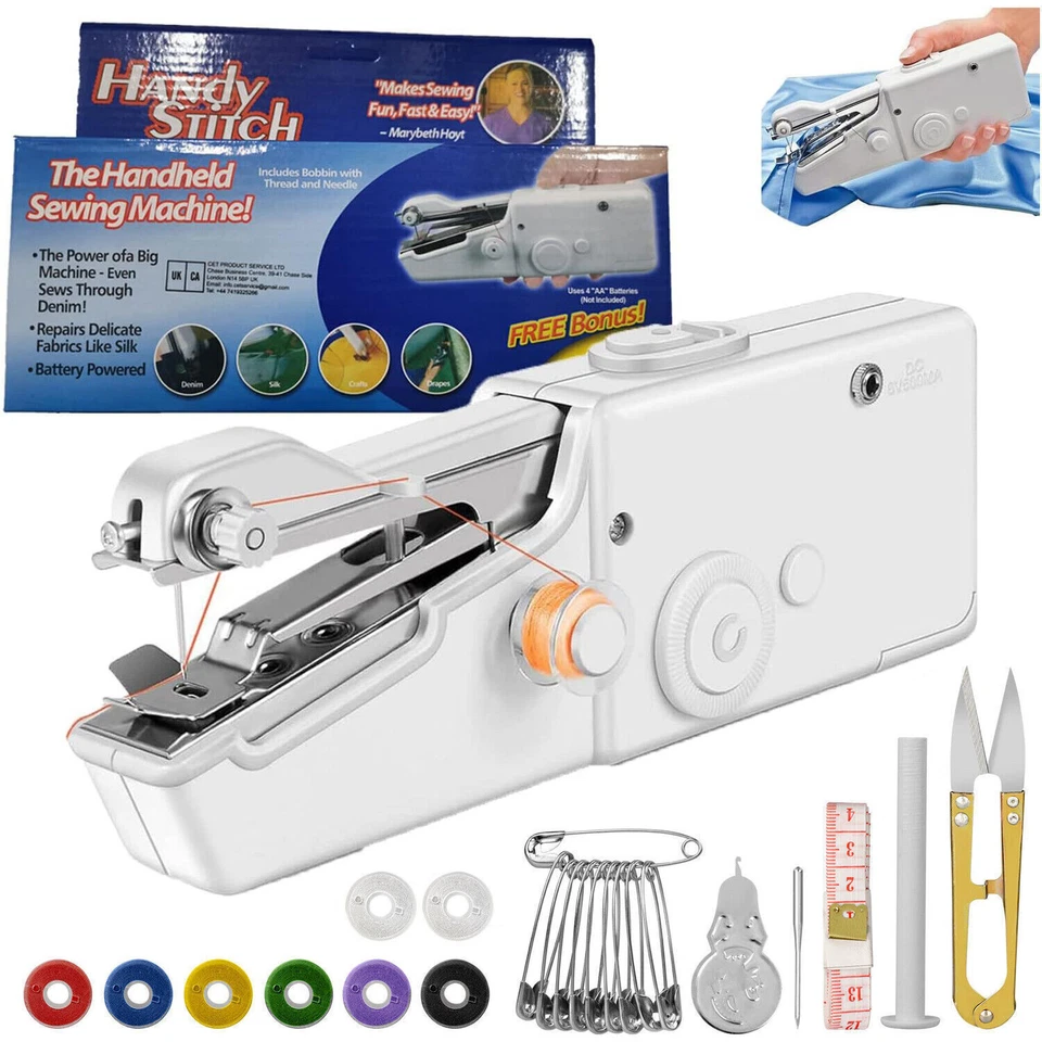 Mini Sewing Machine Handheld Cordless Hand Held Portable Easy Home Stitch Sew US - Image 1 of 4