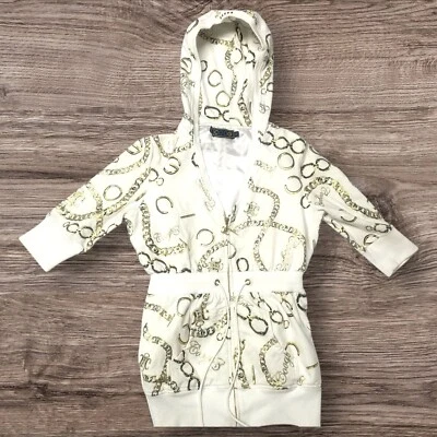 Coogi Sweatshirt Womens M Gold Chains AOP Full Zip Hoodie Jacket HIP HOP Y2K Vtg - Image 1 of 4