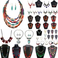 Fashion Jewelry Crystal Choker Chunky Statement Bib Pendant Women Necklace Chain
