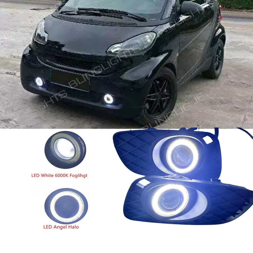 Proyector de anillo de ángel LED blanco Halo DRL luz antiniebla para Smart Fortwo 2008-2012 Foto 1 de 4