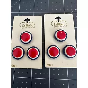 Vintage La Mode 3/4" Red/White/Blue Shank Buttons NOS - Picture 1 of 2