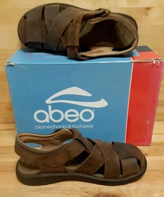 ¡NUEVO! ABEO BIO System BRANDON Hombres 10 Neutro Zapato MARRÓN Cuero Pescador Sandalias Foto 1 de 4