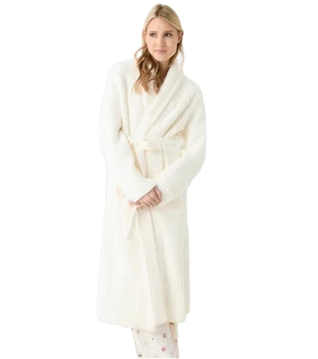 NUEVO CON ETIQUETAS Barefoot Dreams CozyChic Bata Acanalada Perla Marfil Talla 2 Mujer Grande Foto 1 de 4