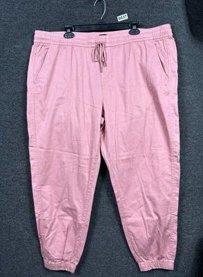 Gap Twill Drawstring Jogger Pants Women's Size XXL Pink Tapered Leg High Rise  - Image 1 of 4