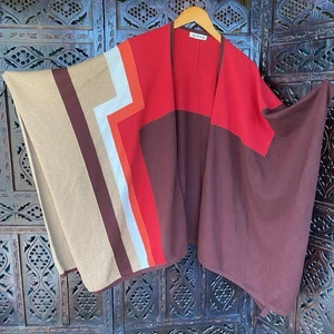 Maglione Coldwater Creek Colorblock scialle mantello avvolgente audace retrò Chevron donna - Foto 1 di 9