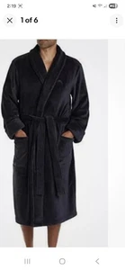 Tommy Bahama schwarzer Plüsch Morgenmantel Bademantel One Size mit Gürtel, schwarz - Bild 1 von 5