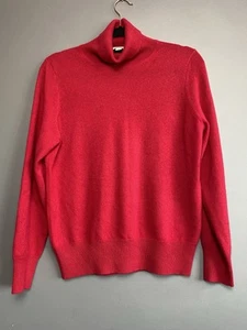 Women’s Marks Spencer Cashmere Red Roll Neck Jumper Size 12 Sweater Wool - Picture 1 of 8