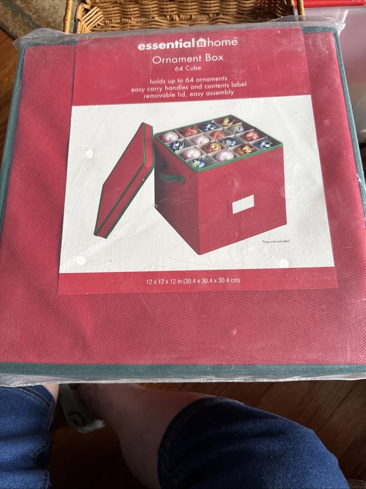 Kmart Essential Home 64 Cube Christmas Ornament Box Red Green 12x12x12" Storage - Image 1 of 3