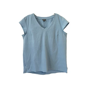 Eddie Bauer Women's Top Cap Sleeve Cotton Stretch V-Neck Light Blue Size M - Picture 1 of 8