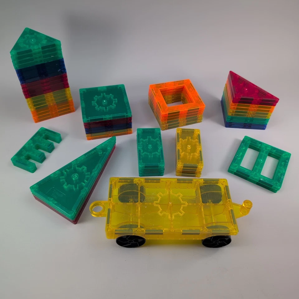TYTAN Magnetic Learning Tiles Building Set - 60 Assorted Pieces w/ Car Base STEM - Image 1 of 4