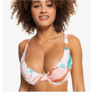 New Roxy Beach Classics Underwired D-Cup Bikini Top Bright White Paradiso sz M - Picture 1 of 8