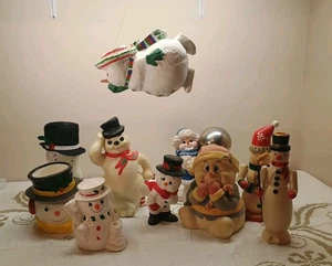 Lote De Decoraciones Muñeco De Nieve Navidad Vintage Años 50 Coleccionables (Juego De 10) - Imagen 1 de 8